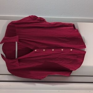Casual Red Button-Up Blouse